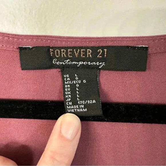 Forever 21 Contemporary Long Dolman Sleeve Maroon V-Neck Cropped Top Size L GUC - Picture 4 of 8